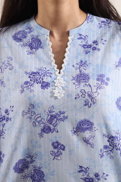 shot of the Saya Printed Lawn Suit Light Blue