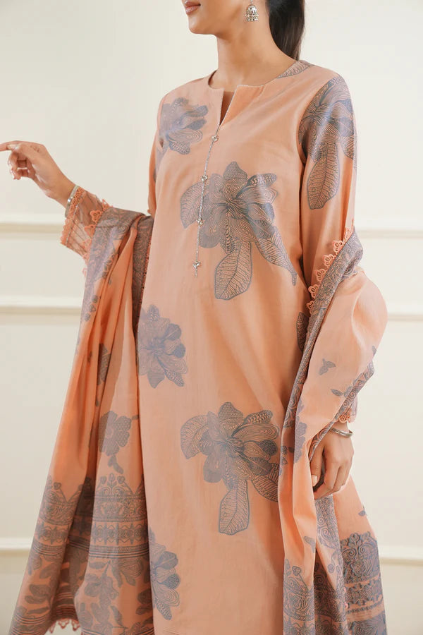 Peach | Saya 3pc Unstitched Cotton Jacquard 3-Piece
