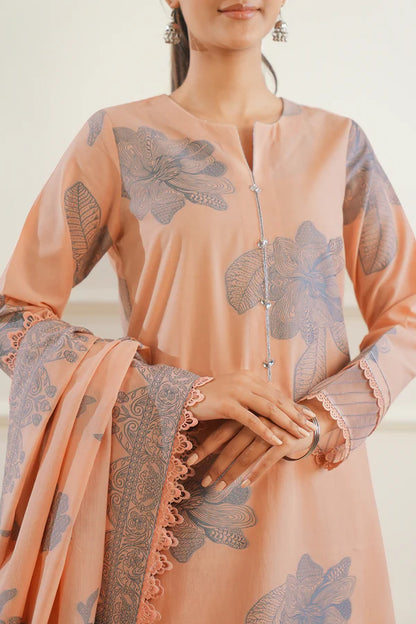Peach | Saya 3pc Unstitched Cotton Jacquard 3-Piece