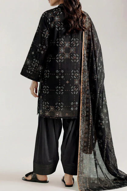Black | Saya 3pc Unstitched Lawn Suit
