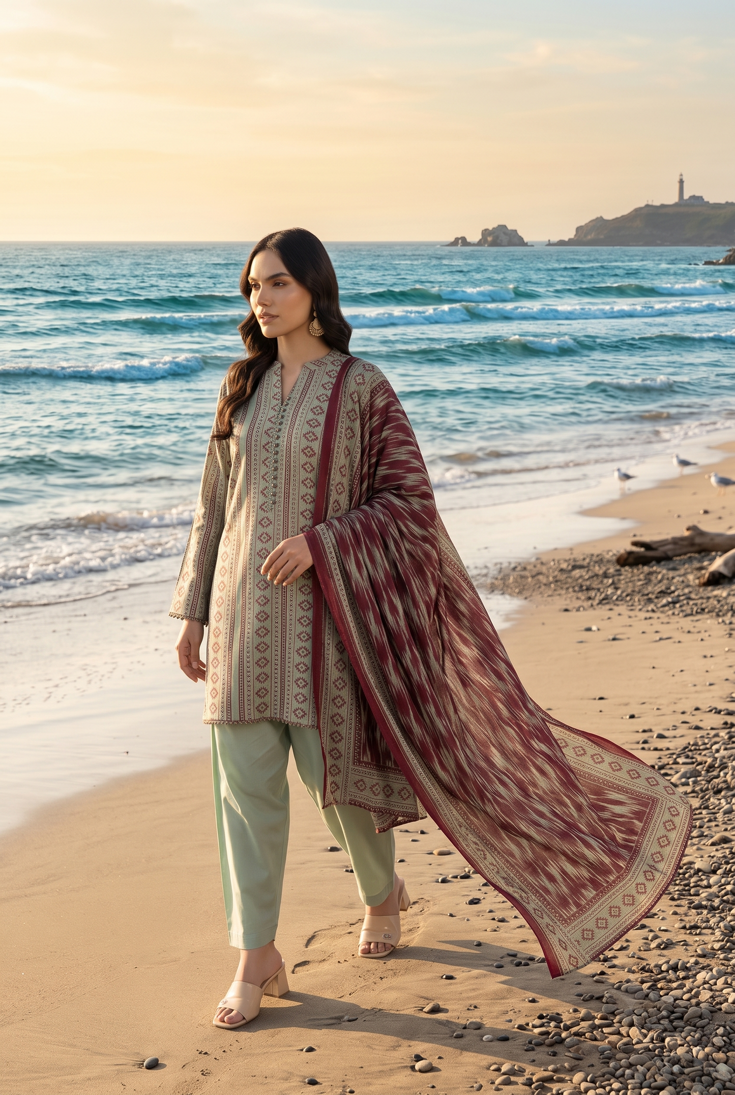 Lime | Khaadi 3pc Unstitched Lawn Suit