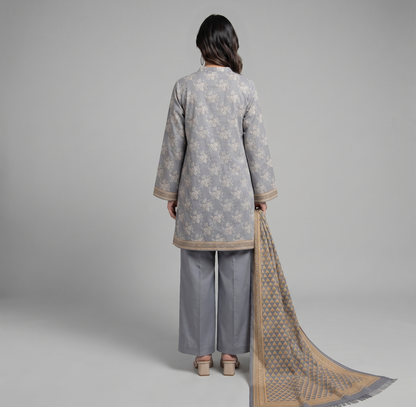 Slate Grey | Khaadi 3pc Unstitched Lawn Suit