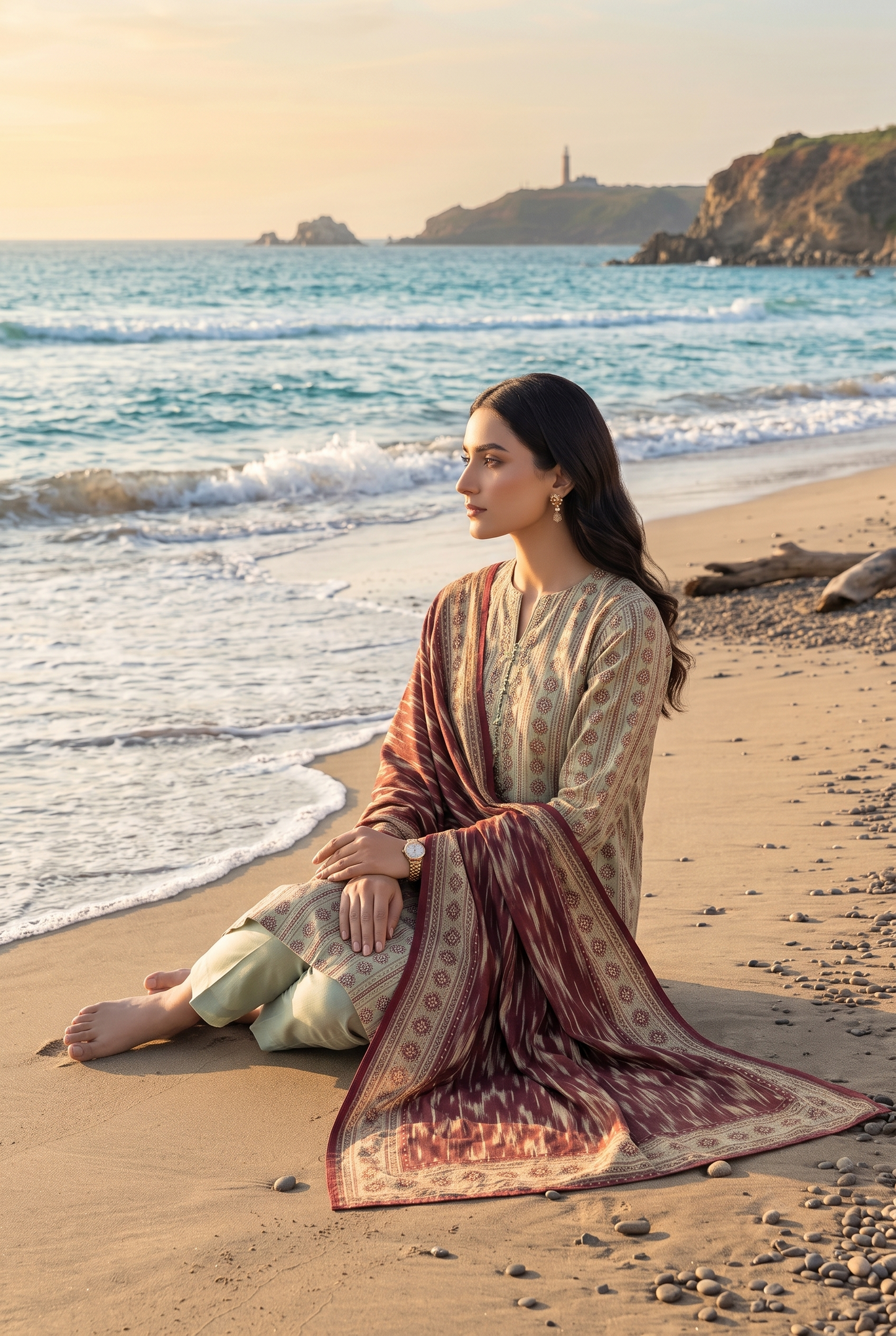 Lime | Khaadi 3pc Unstitched Lawn Suit